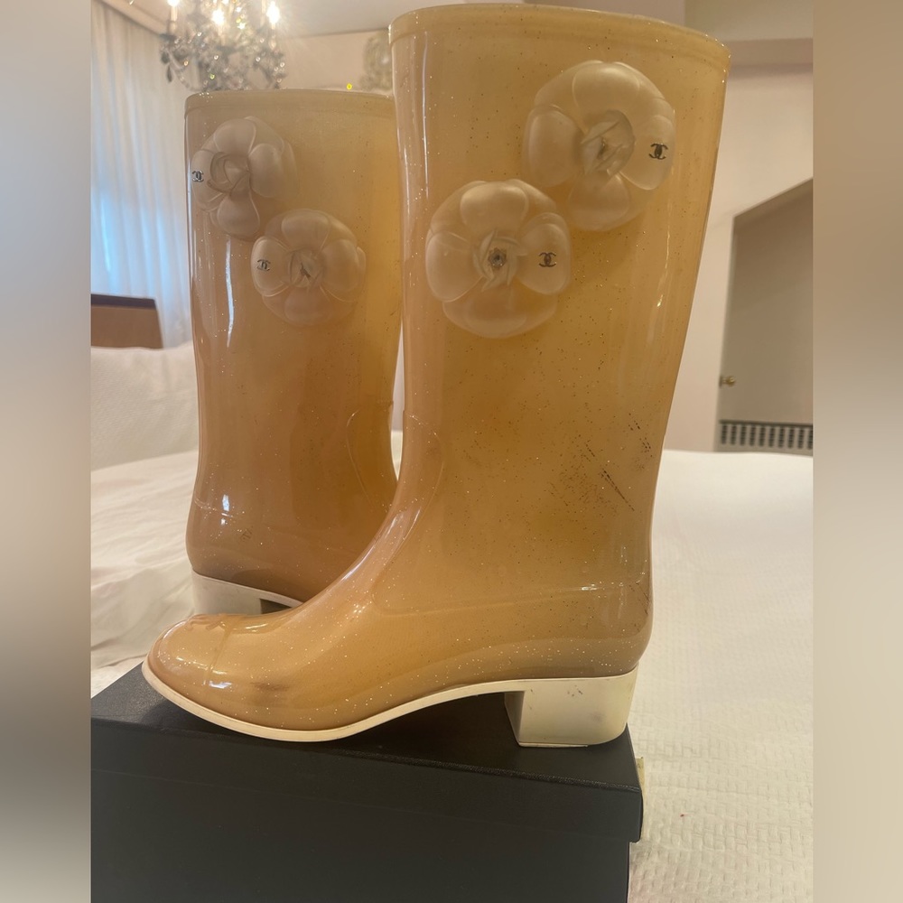 Chanel rain boots